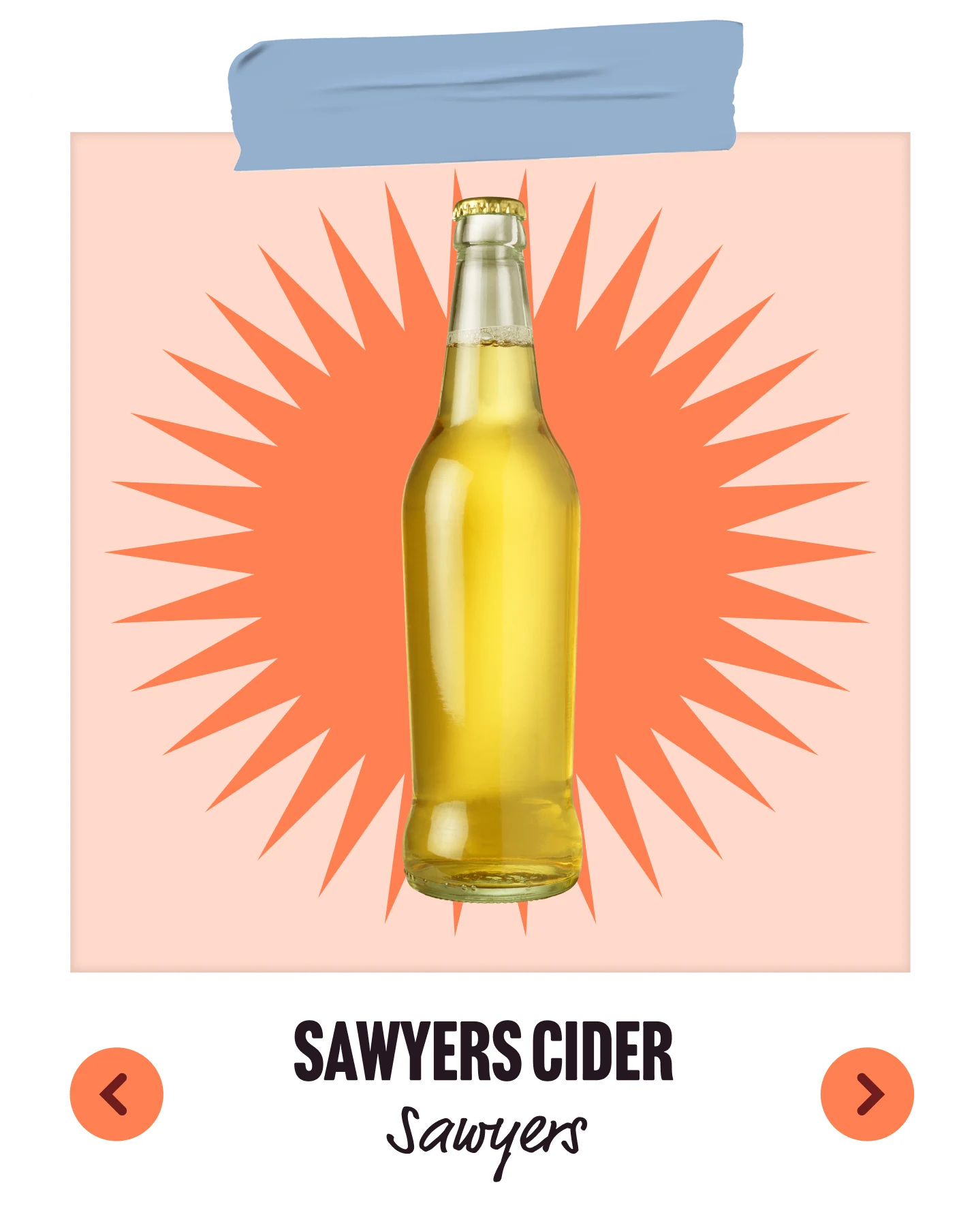 A bottle of cider. Sawyers Cider. Sawyers.