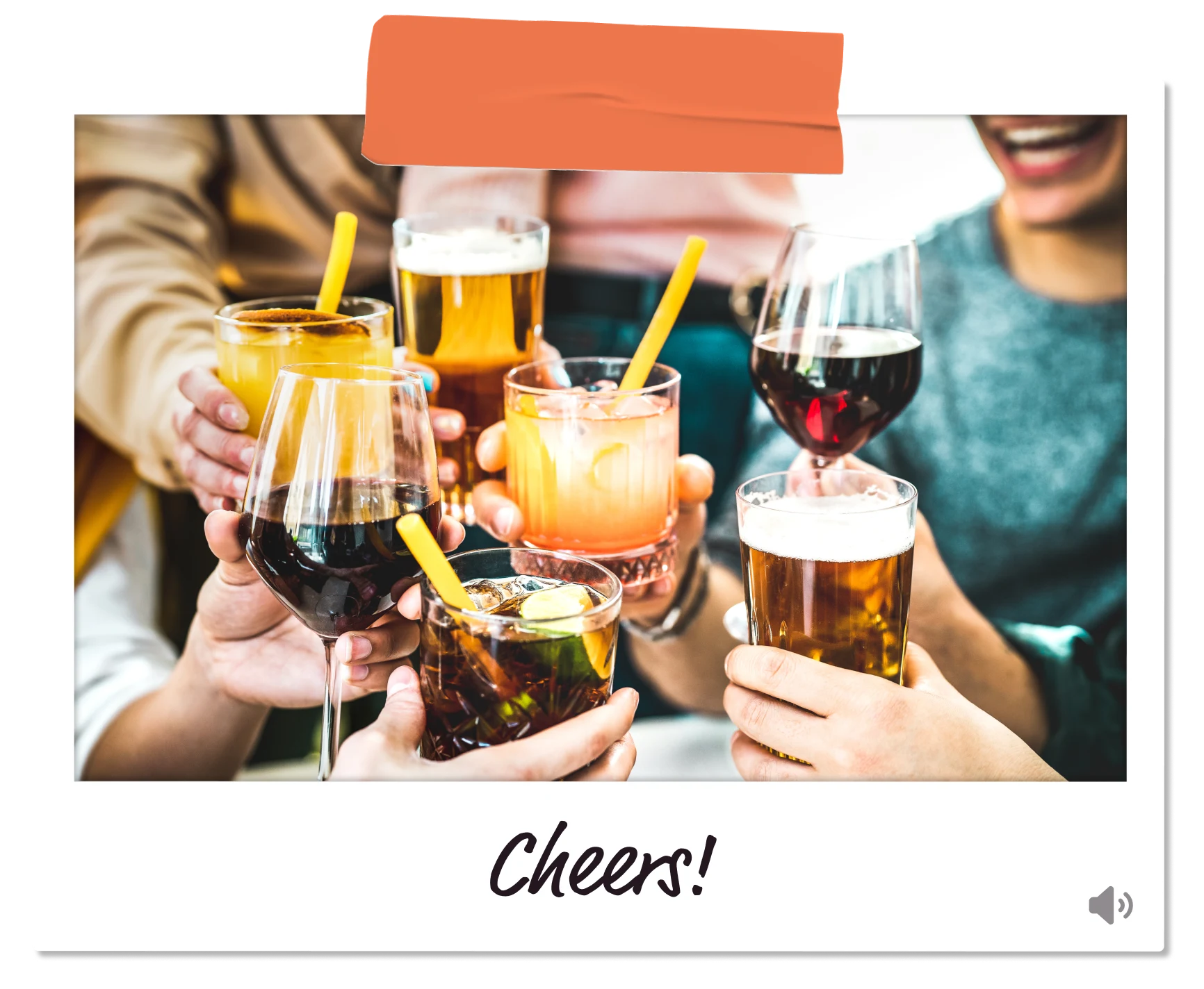 A photo of friends raising glasses — Cheers!