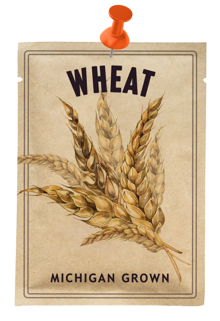 Wheat seed packet that reads, Michigan grown.
