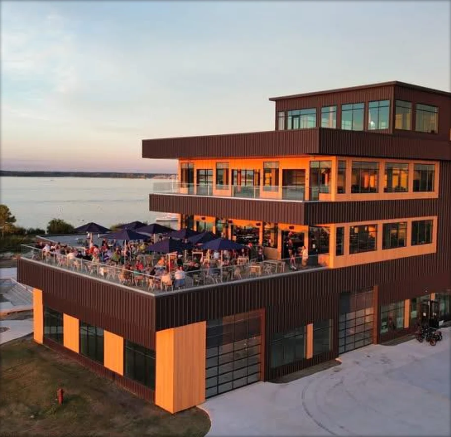 A full-color photo of the modern-day Muskegon Brewing Company.