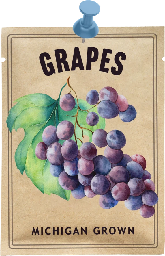 Grape seed packet that reads, “Michigan grown.”