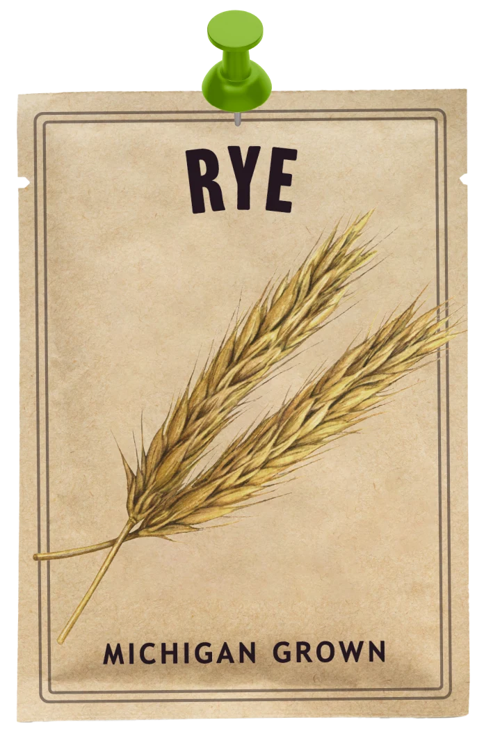 Rye seed packet that reads, Michigan grown.